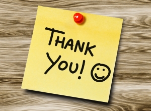 14169122 - thank you handwritten on a sticky note